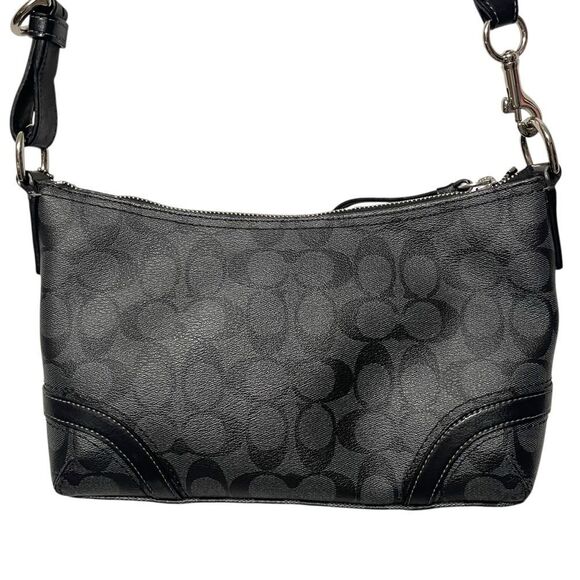 COACH Payton Crossbody in Signature Canvas Black Gray - Picture 6 of 12